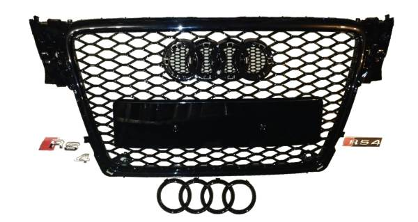 Решетка радиатора для Audi А4 B8. RS стиль, черная