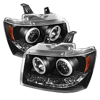 Комплект фар для Chevrolet Suburban 1500 и 2500 2007-14, Tahoe 2007-14, Avalanche 2007-14. Черные