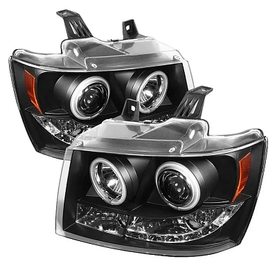 Комплект фар для Chevrolet Suburban 1500 и 2500 2007-14, Tahoe 2007-14, Avalanche 2007-14. Черные