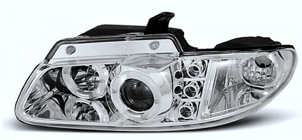 Комплект фар для Dodge Caravan, Grand Caravan 1996-00, Chrysler Town & Country 1996-97 Chrysler Voyager 2000. Хром, ангельские глазки