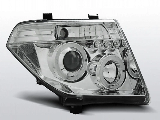 Комплект фар для Nissan Pathfinder 2005-2010. Хром, ангельские глазки Комплект фар для Nissan Pathfinder 2005-2010. Хром, ангельские глазки