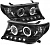 Комплект фар для Toyota Land Cruiser 200 2007-12. Черные, ангельские глазки