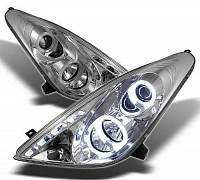 Комплект фар для Toyota Celica 2001-2007. Хром, ангельские глазки