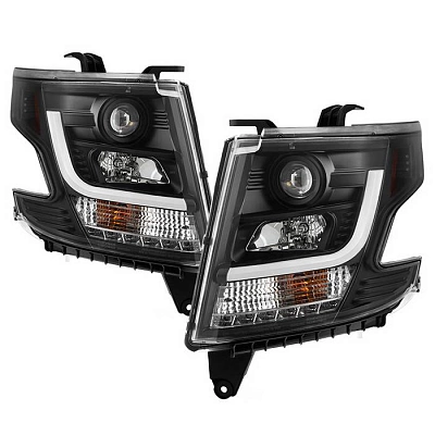Комплект фар для Chevrolet Tahoe 2015-18 под ксенон. Черные Комплект фар для Chevrolet Tahoe 2015-18 под ксенон. Черные