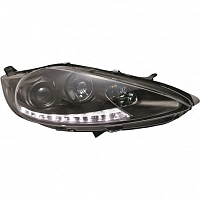 Комплект фар для Ford Fiesta с 2008, . Черные со светящимися ресничками