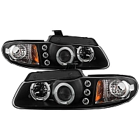 Комплект фар для Dodge Caravan, Grand Caravan 1996-00, Chrysler Town & Country 1996-97 Chrysler Voyager 2000. Черные, ангельские глазки