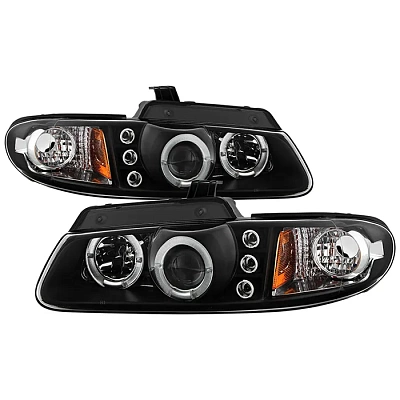 Комплект фар для Dodge Caravan, Grand Caravan 1996-00, Chrysler Town & Country 1996-97 Chrysler Voyager 2000. Черные, ангельские глазки