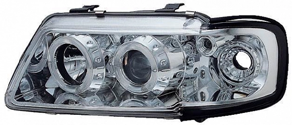 Комплект фар для Audi A3 8L. Хром, ангельские глазки