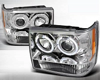 Комплект фар для Jeep Grand Cherokee 1993-98. Хром, ангельские глазки