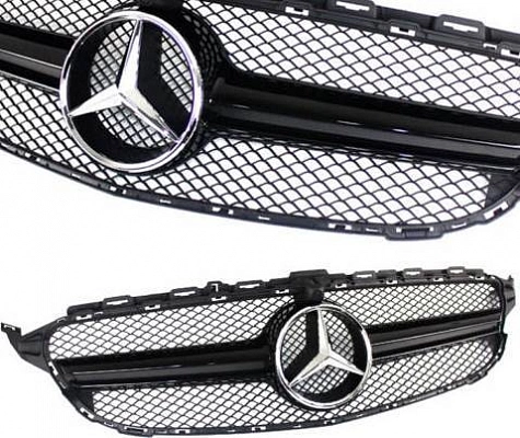 Решетка радиатора для Mercedes-Benz W205 C-класс Авангард. АМГ стиль, черная