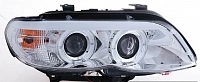 Комплект фар для BMW X5 E53 2004-06 под ксенон. Хром, ангельские глазки