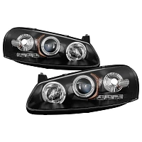 Комплект фар для Dodge Stratus седан 2001-05, Chrysler Sebring седан 2001-03. Черные, ангельские глазки