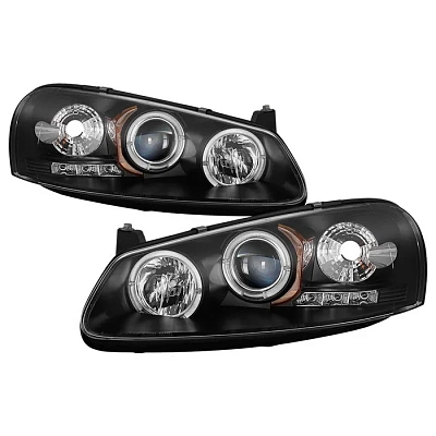 Комплект фар для Dodge Stratus седан 2001-05, Chrysler Sebring седан 2001-03. Черные, ангельские глазки