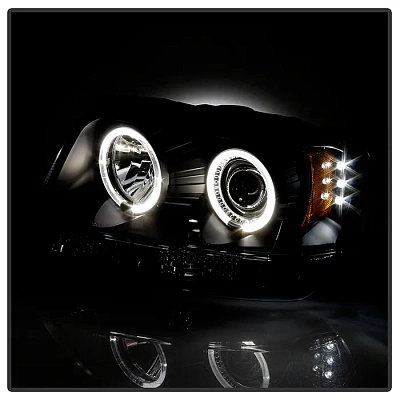 Комплект фар для Jeep Grand Cherokee до 2004. Черные, ангельские глазки