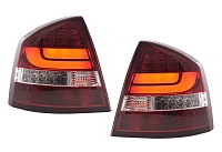Фонари для Skoda Octavia 2004-12. Светодиодные, красные, тонированные