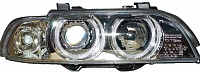 Комплект фар для BMW E39. Хром, ангельские глазки