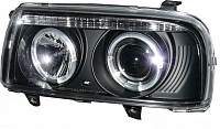Комплект фар для VW Vento. Черные, ангельские глазки