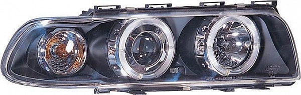 Комплект фар для BMW Е38 1995-98. Черные, ангельские глазки Комплект фар для BMW Е38 1995-98. Черные, ангельские глазки