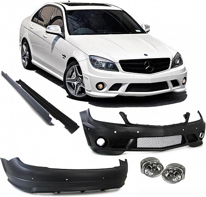 Комплект обвеса Mercedes-Benz W204 C-класс 2007-2011 АМГ C63 стиль.