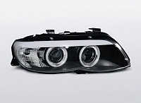 Комплект фар для BMW X5 E53 2004-06. Черные, ангельские глазки