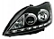 Комплект фар для Ford Focus 2+ с 2008. Черные, ангельские глазки
