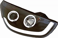 Комплект фар для Hyundai Tucson и Hyundai ix35 с 2009. Черные, ангельские глазки