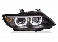 Комплект фар для BMW E92 2007-10 под ксенон. Черные, ангельские глазки