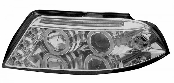 Комплект фар для VW Passat B5+. Хром, ангельские глазки