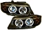 Комплект фар для BMW E90, E91 2005-08. Черные, ангельские глазки
