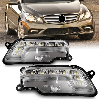 Ходовые огни DRL для Mercedes-Benz W212 в АМГ бампер. Ходовые огни DRL для Mercedes-Benz W212 в АМГ бампер.