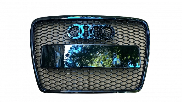 Решетка радиатора для Audi А6. RS стиль, чёрная Решетка радиатора для Audi А6. RS стиль, чёрная