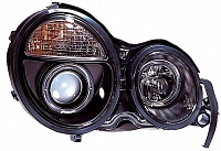 Комплект фар для Mercedes-Benz W210 до 1999. Черные, ангельские глазки