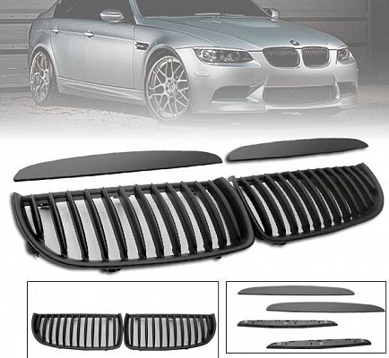 Решетки радиатора для BMW Е90. Черные, M3 стиль