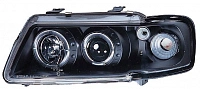 Комплект фар для Audi A3 8L. Черные, ангельские глазки