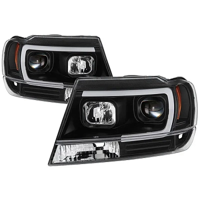 Комплект фар для Jeep Grand Cherokee 1999-04. Чёрные Комплект фар для Jeep Grand Cherokee 1999-04. Чёрные